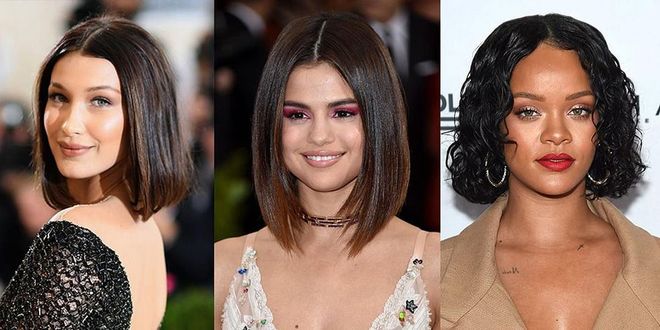 Curly or straight, there's only one way to cut a bob this year: blunt and sharp. The more angular, the better—as evidence by Bella Hadid, Selena Gomez, and Rihanna.

Photo: Getty 
