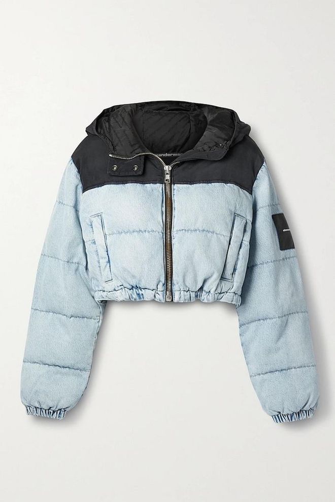 Cropped Quilted Padded Denim And Canvas Jacket, $887, Alexander Wang at Net-a-Porter