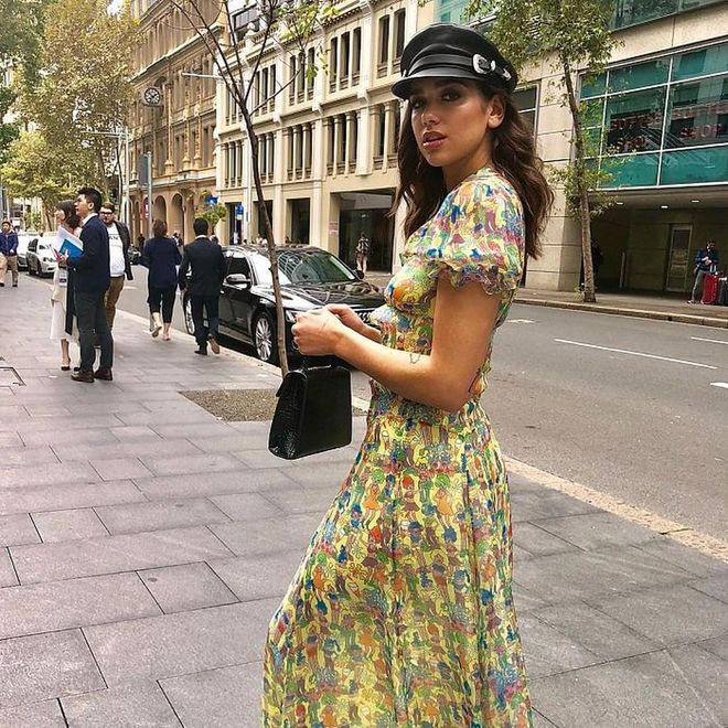 When it comes to floral dresses, Dua sure know how to work it without losing her edge of cool and zesty fiest. She pairs this Moschino Resort 2018 dress with a dainty Versace handbag and Topshop newsboy cap.
Photo: Instagram