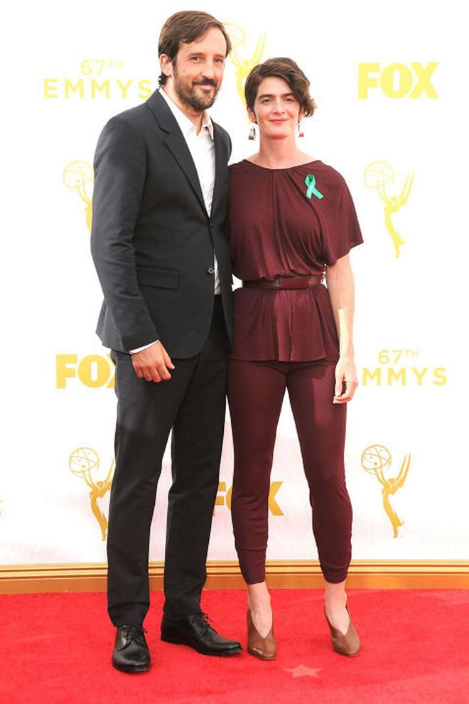 Hoffmann looked stunning in a burgundy ensemble at the 2015 Emmy Awards.