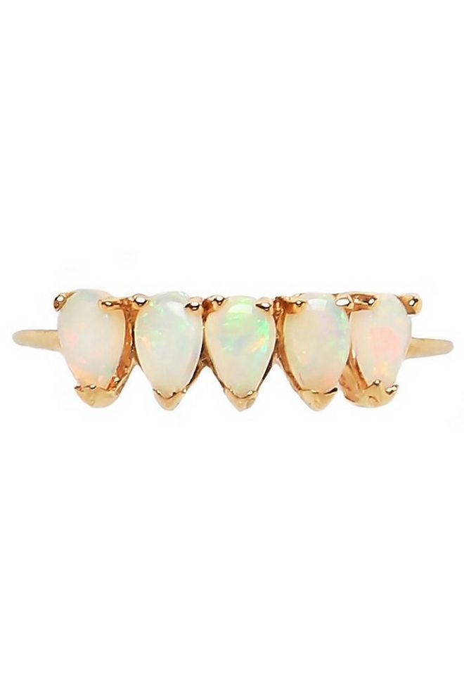 Teardrop ring with 14kt gold and opals, $453, lorenstewart.com.
