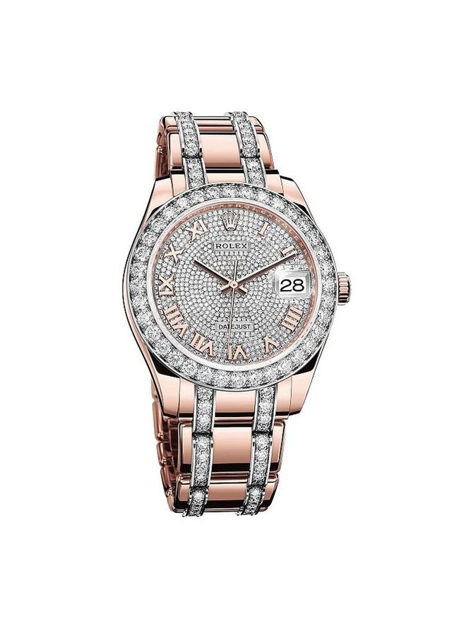 This classic is made of rose gold, and the dial alone contains 713 diamonds. The links are set with 144 brilliant cut diamonds with ceramic inserts. <b>Rolex, $123,750</b>