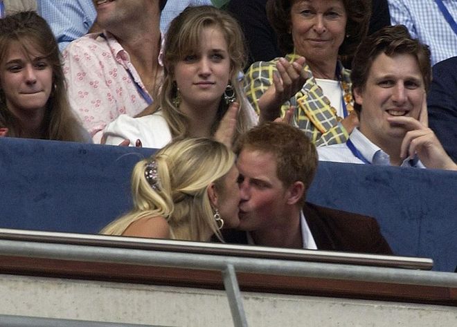Harry was spotted kissing his then-girlfriend Chelsy Davy during a concert in 2007—a major no-no for a royal. The pair dated from 2005 to 2010, and she's since thrown a lil' shade, saying "It was so full-on: crazy, and scary, and uncomfortable. I found it very difficult when it was bad. I couldn't cope."