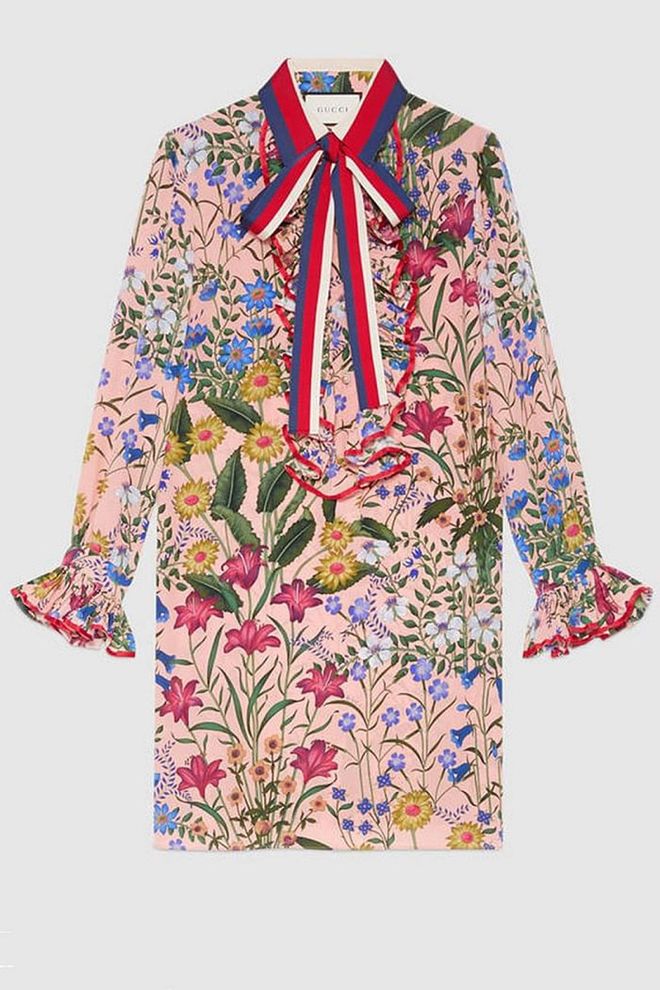 And as Margot Robbie proves, no one does florals better than Gucci. Gucci silk dress, £1,540