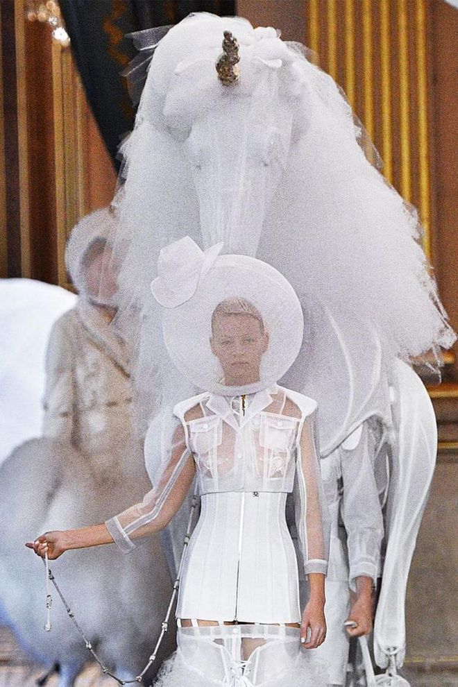 Last July, a trio of American designers (Rodarte, Proenza Schouler, Monique Lhuillier) decamped for the chicer precincts of Paris, and Paris Fashion Week saw two formidable labels following suit. Between Thom Browne’s delirious, unicorn-dotted fantasia and the couturemeets-homespun looks at Altuzarra, our compatriots’ strong showing in the City of Light made the case for cultural exchange. 
Photo: Getty
