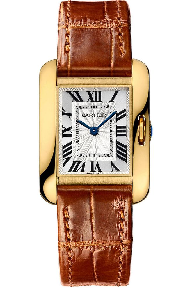 Cartier Tank Anglaise watch, $10,500, 1-800-CARTIER.com.
