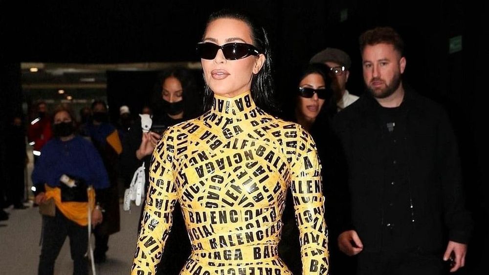 Kim Kardashian Balenciaga Caution Tape Catsuit