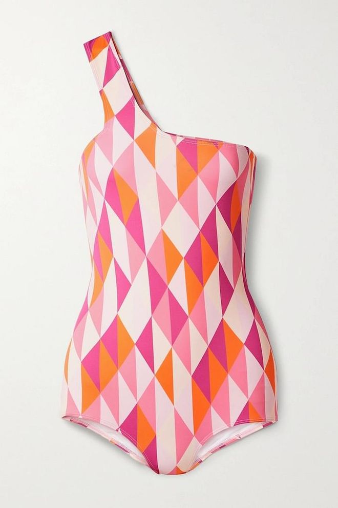 Loe One-Shoulder Printed Swimsuit, $125, Dodo Bar Or at Net-a-Porter