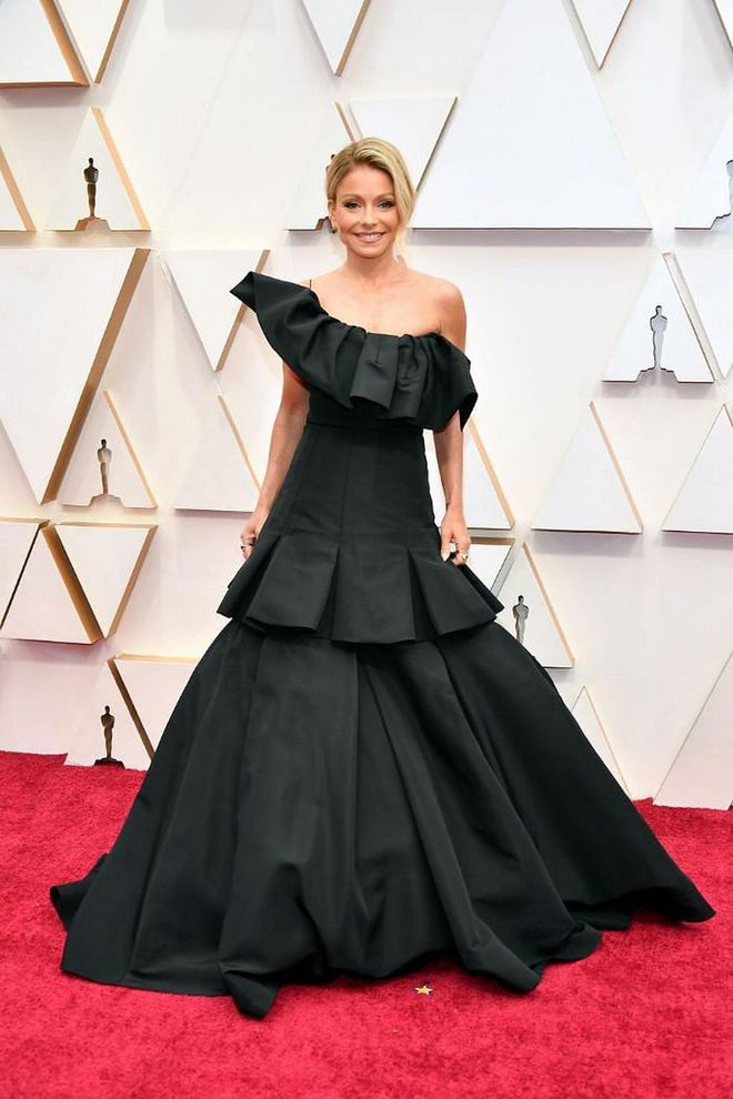In a dramatic, one-shouldered black Christian Siriano gown.

Photo: Amy Sussman / Getty