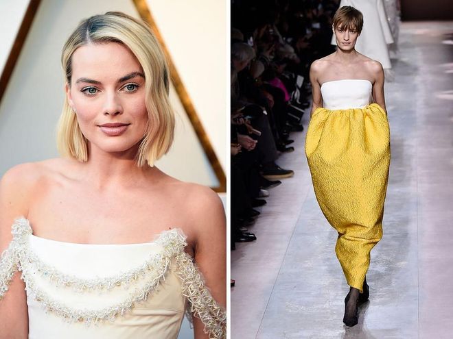 Margot Robbie has been quite fearless with her fashion choices of late, from her revival of the opera glove in Dries van Noten to her bubble-hem moment in Giambattista Valli. We'd love to see her continue to experiment with more daring looks in this playful Givenchy design for the Oscars, where she's up for her role in Bombshell.