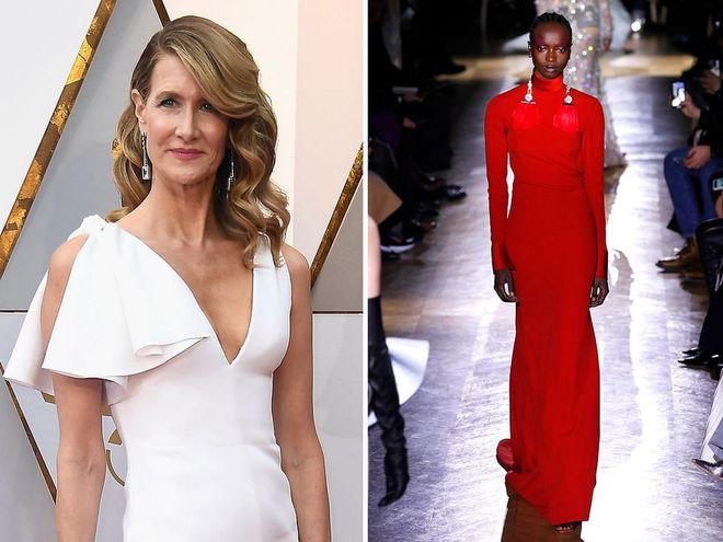 Laura Dern – who is nominated for Best Supporting Actress for her work in the wildly popular Marriage Story – always favours sleek red-carpet dresses. We can imagine her stealing the show this year in Valentino's elegant, floor-length, red number. With its open back and high neckline, the dress would make just the subtle statement the actress usually opts for.