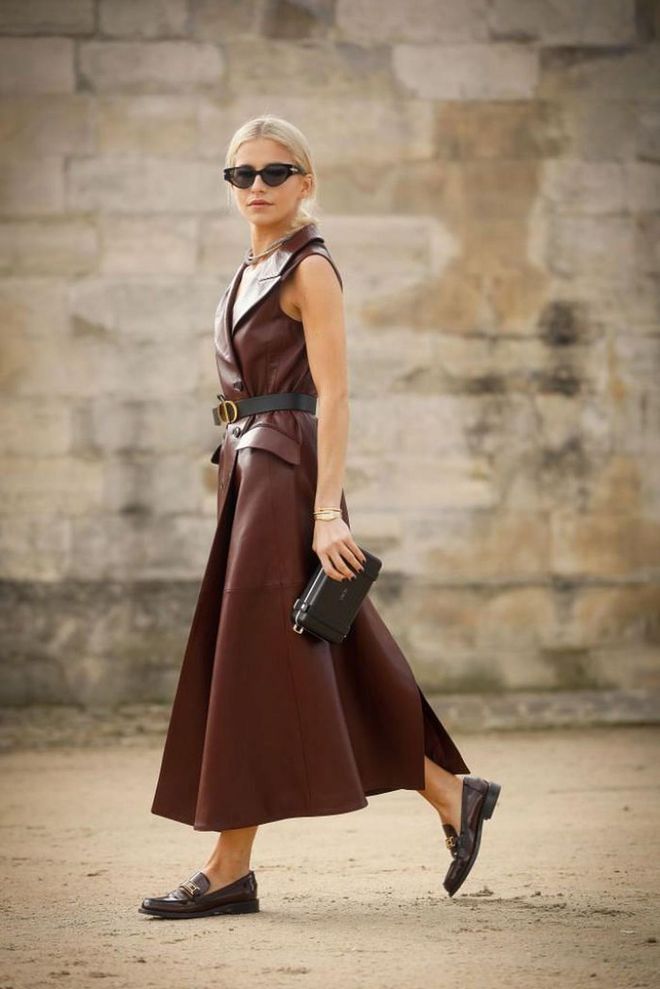 Take the guesswork out of getting ready every morning by investing in a chic leather dress that you can wear from desk to dinner with ease. For those looking for more versatility, try opting for a sleeveless style that can be layered over a turtleneck when the temperature really drops.

Photo: Hanna Lassen / Getty