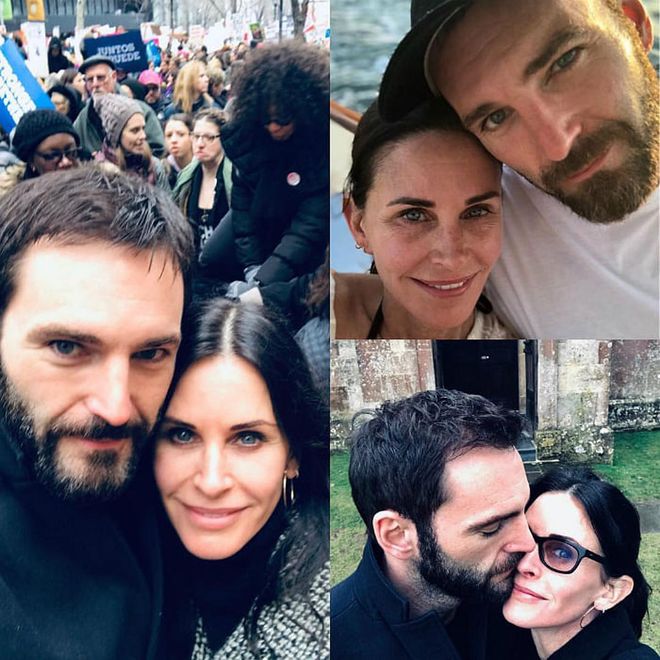 Courteney may have only joined Instagram last month, but we'd say she is getting the hand of it by the looks of her Valentine's Day PhotoGrid. This one shows three cute moments between her and her man Johnny McDaid of Snow Patrol.