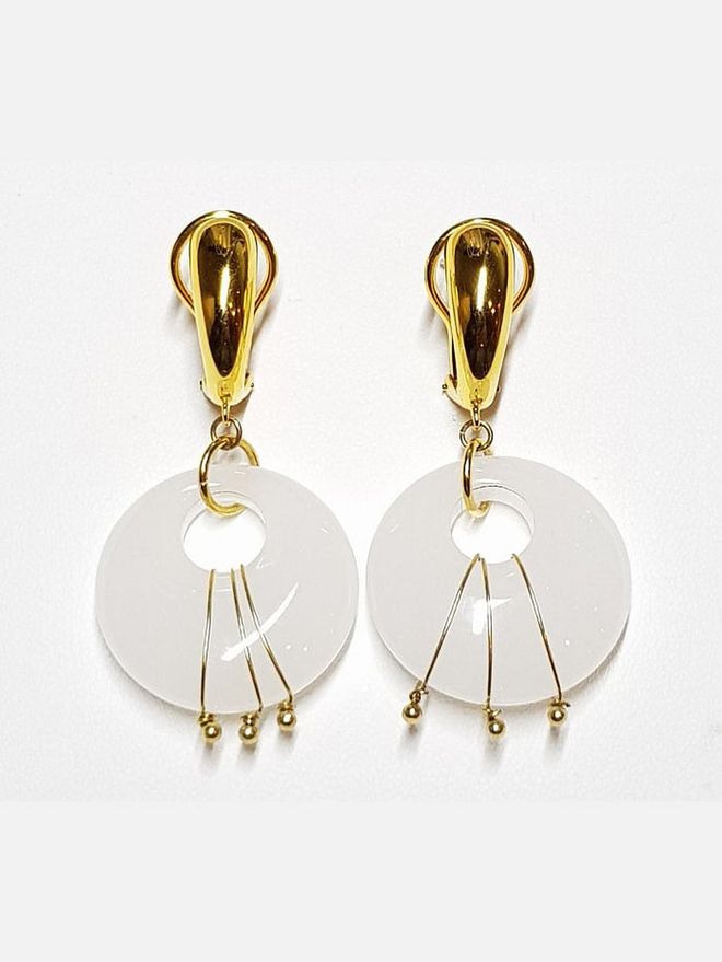 Singapore Jewellery Designer Marilyn Tan gold plated jade Timkut clip earrings 