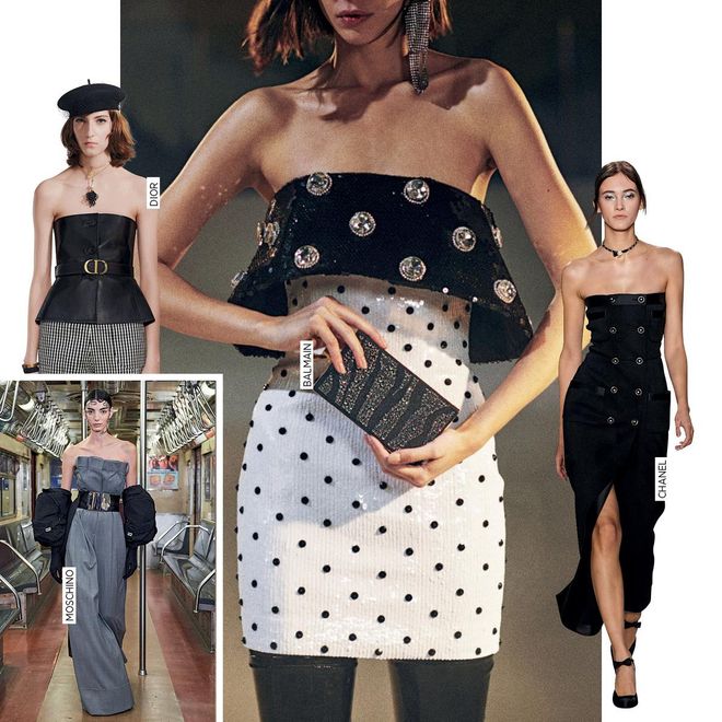 The ’90s revival showed no sign of abating, and the bandeau silhouette was the latest to make a comeback. With clean, straight lines and a form that fits close to the body, bandeau-inspired pieces make for effortless, minimal styling whether worn on its own or layered. Chanel, Dior and Proenza Schouler all served up iterations in timeless black. 