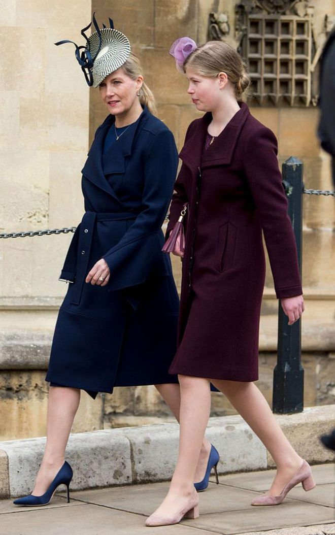 Prince Edward's wife and their daughter attend the royal family's Easter church service.

Photo: Getty