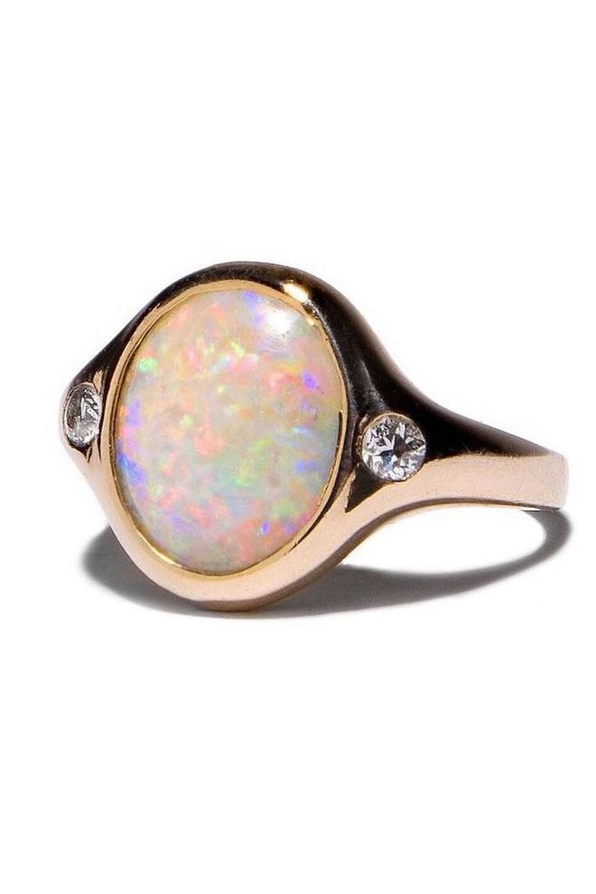 "Essential" ring featuring 10kt gold with opal and diamonds, $2,400, pamelalove.com
