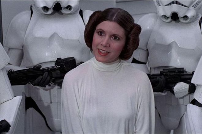 A Long White Dress + Two Buns = Princess Leia
