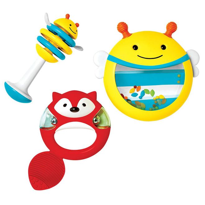 Just the right size for little hands, 
this instrument set has a Bee shaker drum, Fox tambourine 
and Bee clacker. It will provide non-stop entertainment and let your kids express themselves 
in a whole new way. 