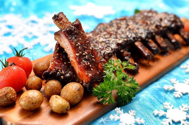 Glazed Veal Spare Ribs (Also available for takeaway, $65 from Gourmet Carousel)