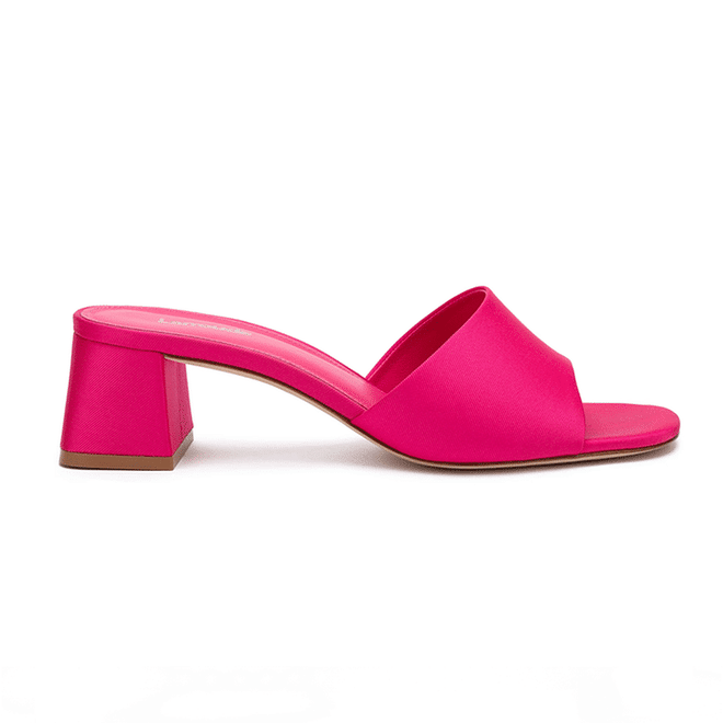 Brigitte Mule In Pink Grosgrain, $375, Larroudé