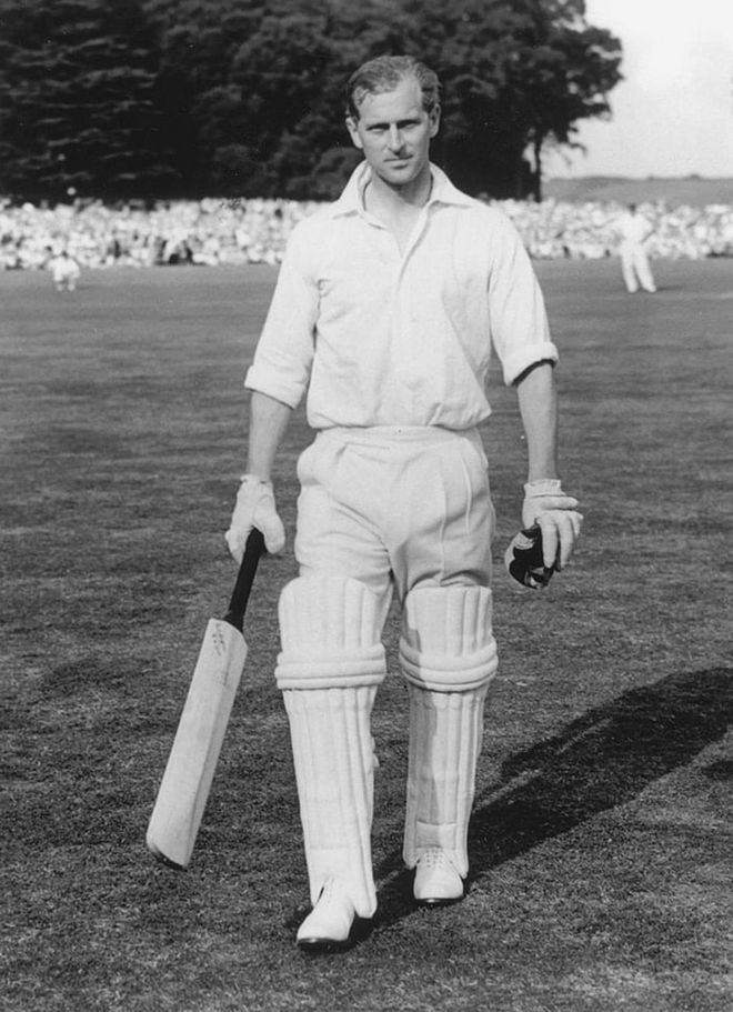 Prince Charles at a celebrity cricket match against the Duke of Norfolk at Arundel Castle.