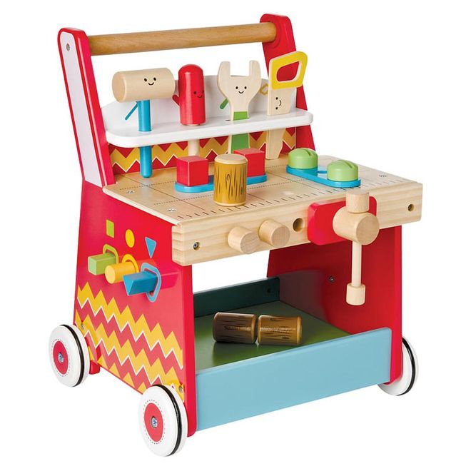 One workbench, many hours of fun. Not only will your tot enjoy using the chunky tools to tighten screws and turn cogs, but thanks to the fact that it’s on wheels, your busy handyman can roll it from job to job.