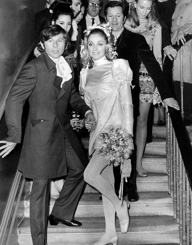 Marrying Roman Polanski in 1968. A tragic story, but a beautiful moment here. 