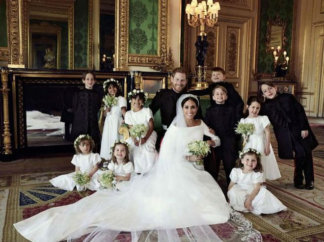 the Queen , Prince Philip, Prince Charles, Camilla Parker Bowles, Doria Ragland, Prince William ,Catherine, Prince George , Princess Charlotte, Meghan Markle, Prince Harry
