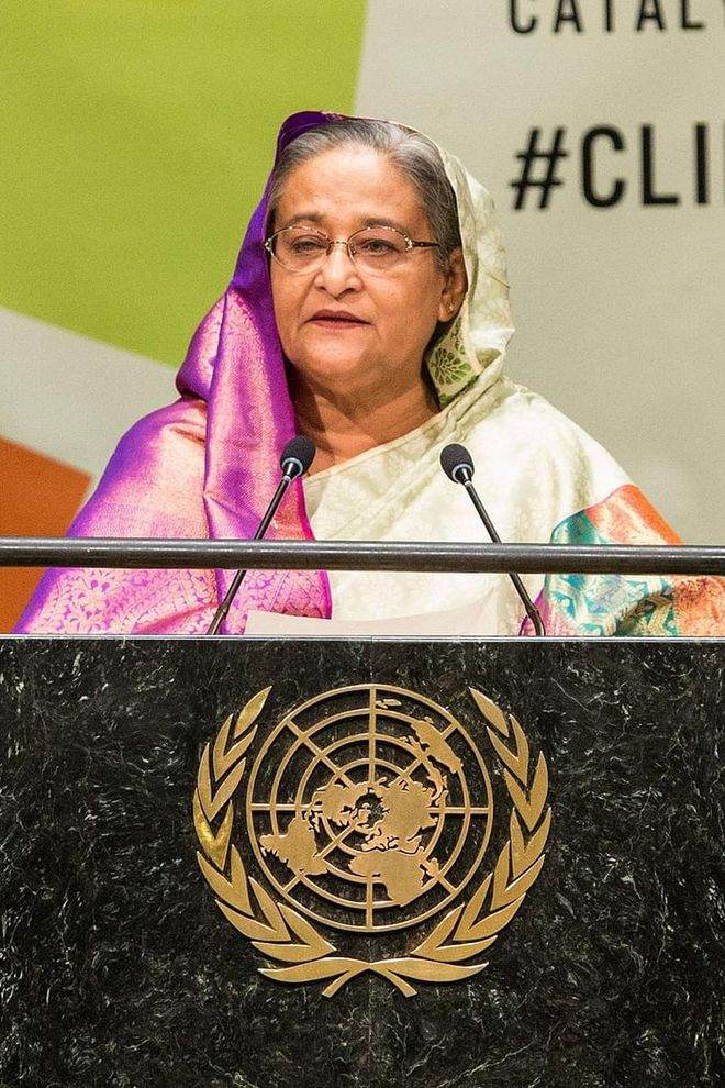 Wajed's father was the first president of Bangladesh, after vying for its separation from Pakistan in 1971. After entering politics in the '60s, Sheikh Hasina was his political liaison while he was imprisoned. In 1975, he was assassinated, along with Wajed's mother and three brothers. Now, she serves as Prime Minister (after being elected in 2009) and presides over one of the largest populations in the world. Wajed has supported democracy, promoted human rights and denounced violent military rule; but recently, she's been criticized for her response—or lack thereof—to hate crimes in the country. Photo: Getty 
