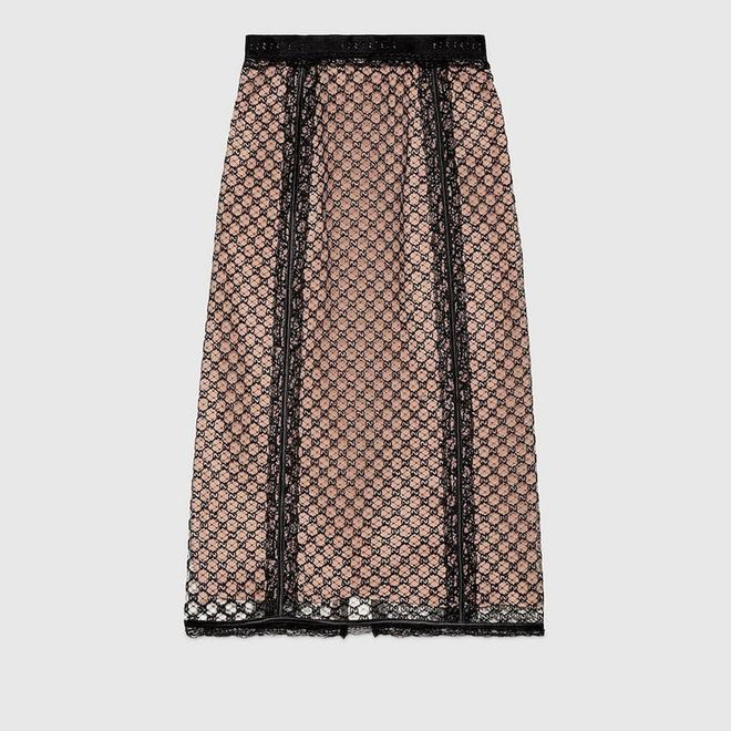GG Net Skirt With Lace Trims, $3,100, Gucci