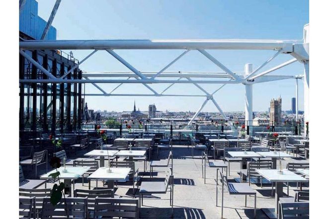 While Le Jules Verne is definitely a spot you don't want to miss, one of the best parts of the Parisian skyline is gazing out at the Eiffel Tower–which is hard to do if your dining at its peak. Le Georges in the Centre Pompidou allows you to do just that–along with taking in the views of the Sacre Coeur, Notre Dame and the Arc de Triomphe. Sip on champagne or feast on decadent mushroom ravioli as you take in unforgettable views of the city. Photo: Centre Pompidou