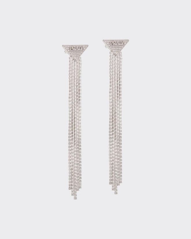 Crystal Logo Jewels Zirconia Earrings, $2,050, Prada