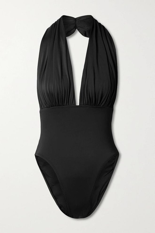 Mio Halterneck Swimsuit, $440, Norma Kamali at Net-a-Porter