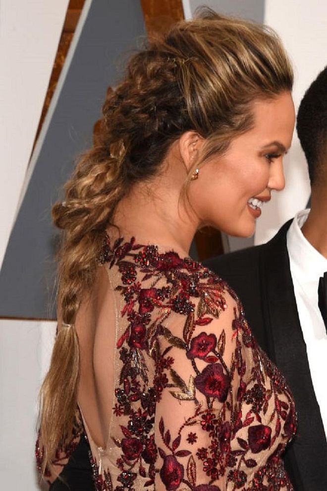 Chrissy Teigen's beautifully intricate multi braid is probably only achievable by a hair stylist or professional braider. Choose from a range of designs including heart shapes, twists and knots. The more the merrier. Photo: Getty 
