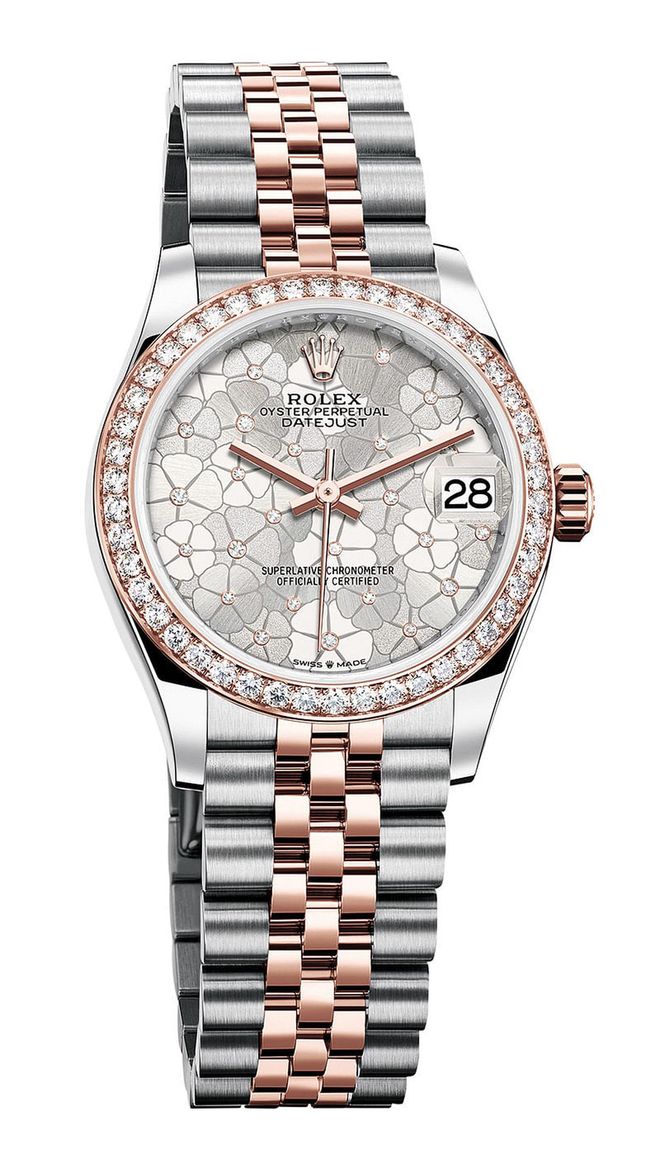 Oyster Perpetual Datejust, 31 mm, Oystersteel, Everose gold and diamonds