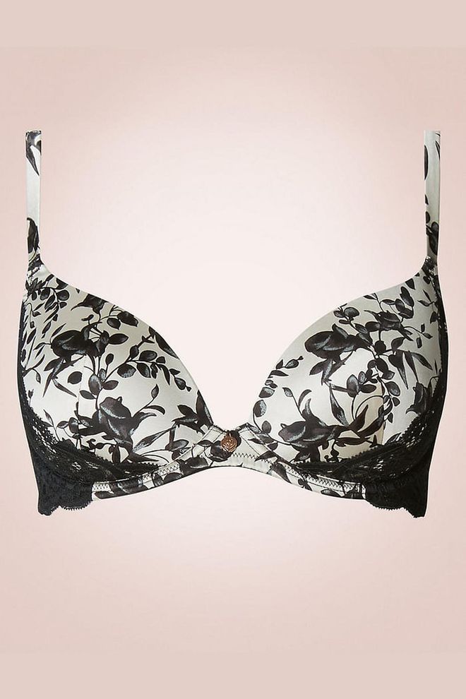 Rosie for Autograph Silk & Lace Print Plunge Padded Bra, $79.90