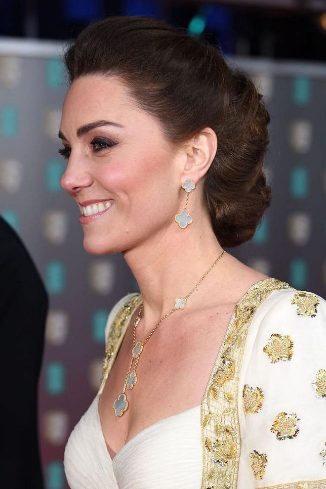 The Duchess of Cambridge entranced us with an intricate chignon that involved multiple twists and braids for a voluminous finish.

Photo: Karwai Tang / Getty