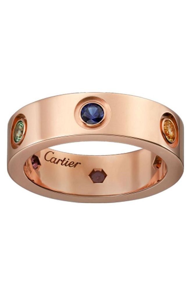 Why stick to one gemstone when you can have them all? Cartier's amethyst, sapphire and gold ring is a playful choice. Cartier Amethyst Ring, S$3,861