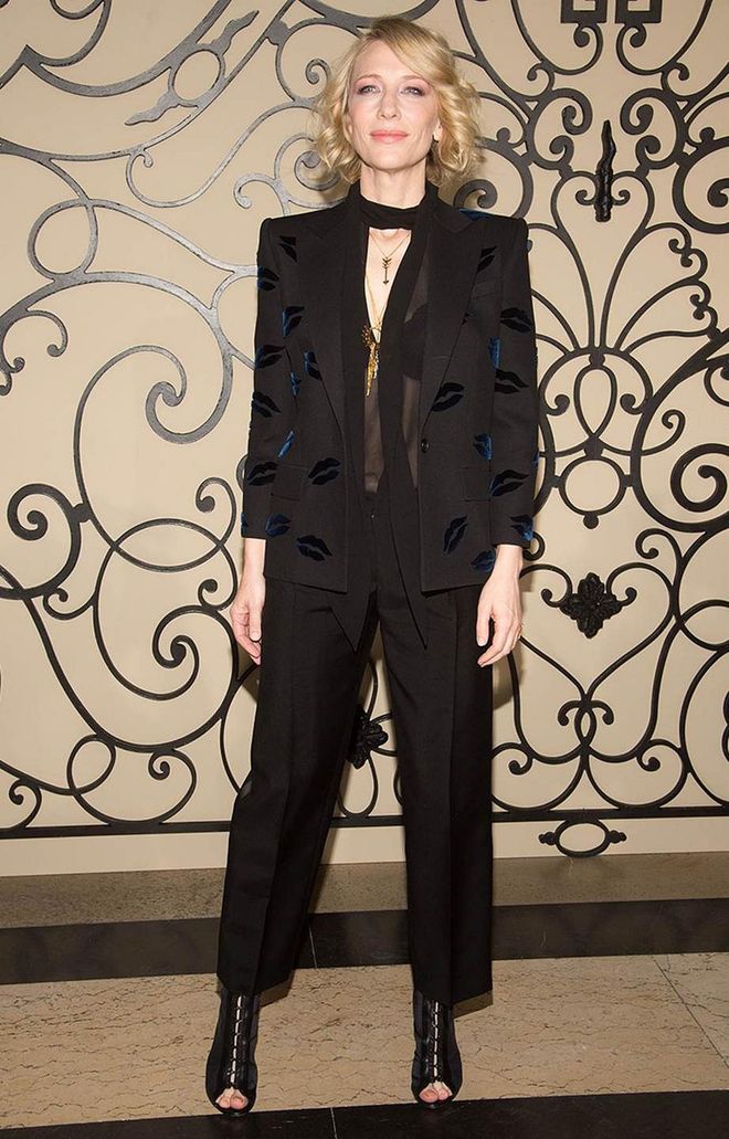 Cate Blanchett in Givenchy at the house's Paris Fashion Week show.

Photo: Getty
