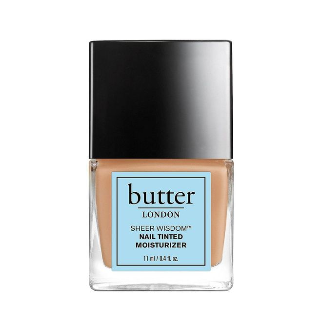 Available in a myriad of shades to suit all skin tones, Butter London's barely-there tint not only provides nails with an intense hit of hydration, but lends sheer wash of colour that is almost chiffon-like in its effect. <b>Butter London Sheer Wisdom Nail Tinted Moisturiser </b>