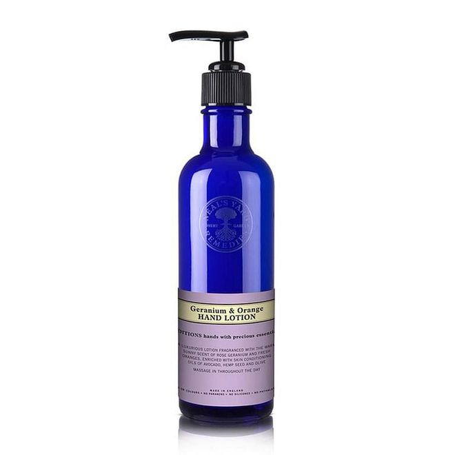 As well as housing its products in recyclable blue glass and 100 per cent recycled plastic bottles, Neal's Yard Remedies has a refill scheme that allows you to top up two of its products - Geranium & Orange Hand Wash and Bee Lovely Bath & Shower Gel - for just two pounds in participating stores. Photo: Courtesy