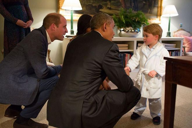 In 2016, George was given permission by his parents to stay up late to meet Barack and Michelle Obama—but greeting world leaders and foreign dignitaries is usually off-limits for royal babies.
Photo: Getty