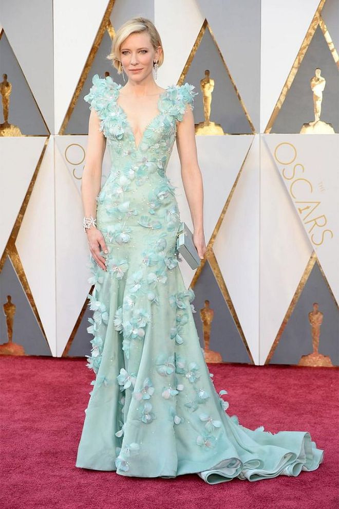 Cate Blanchett is known for taking risks on the red carpet. Her 3-d floral Armani Prive gown was one to remember.