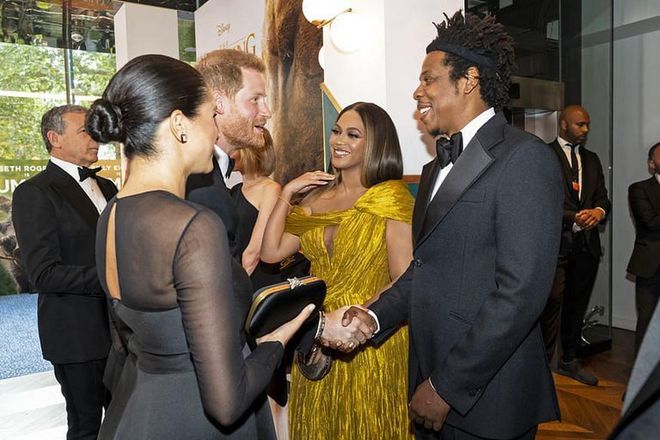 Beyoncé and Jay-Z meet the Duke and Duchess of Sussex at the London premiere of The Lion King on July 14, 2019. (Photo: Getty Images)