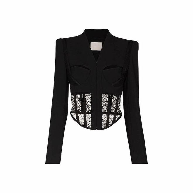 Suspended Lace Wool-Blend Bustier Jacket, $1,460, Dion Lee at Farfetch