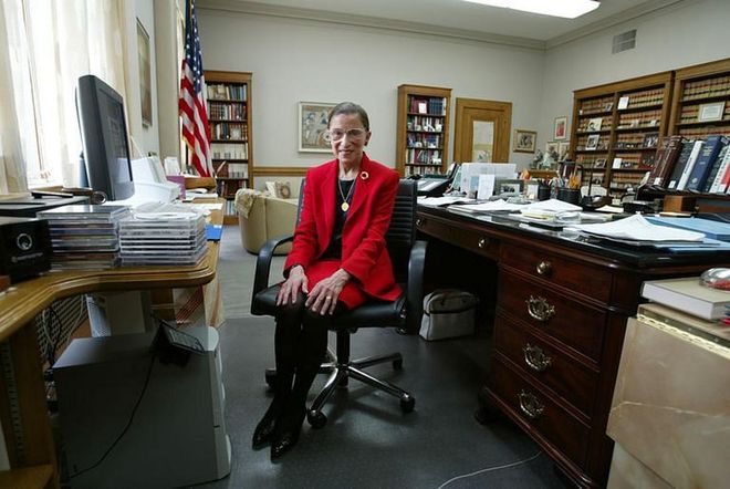 In her chambers at the Supreme Court in Washington, D.C. on August 7, 2002. (Photo: David Hume Kennerly/Getty Images)