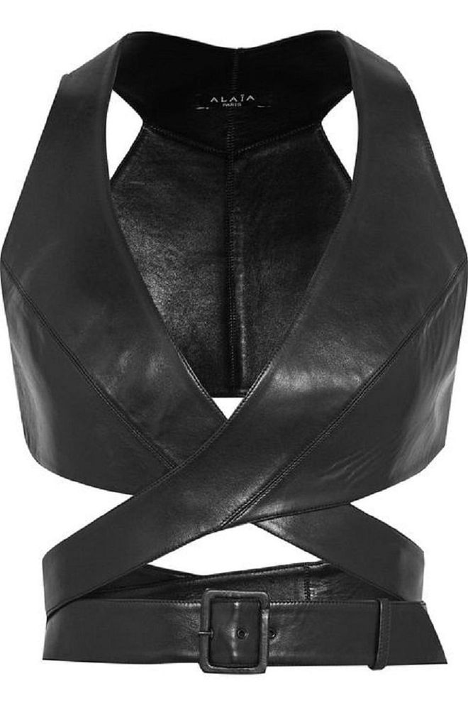 Alaia leather top, $3,420, net-a-porter.com.

