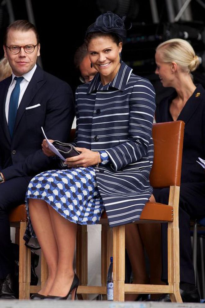 Once Princess Victoria takes the throne, she'll be the first woman to do so in Sweden since the 1700s, and she'll do so in style. Here she is mixing prints for a stylish yet conservative look.
