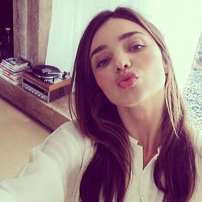 Never angle up, do like Miranda Kerr and angle your phone down for the most flattering photo. Photo: Instagram